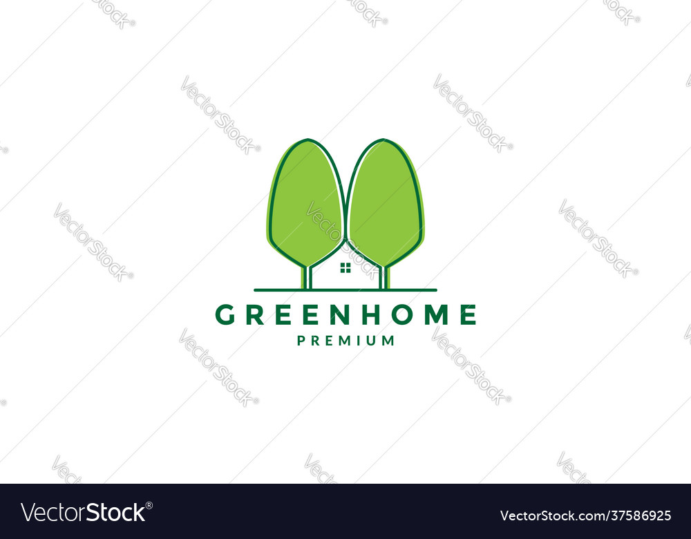 Cute tree with home nature logo symbol icon