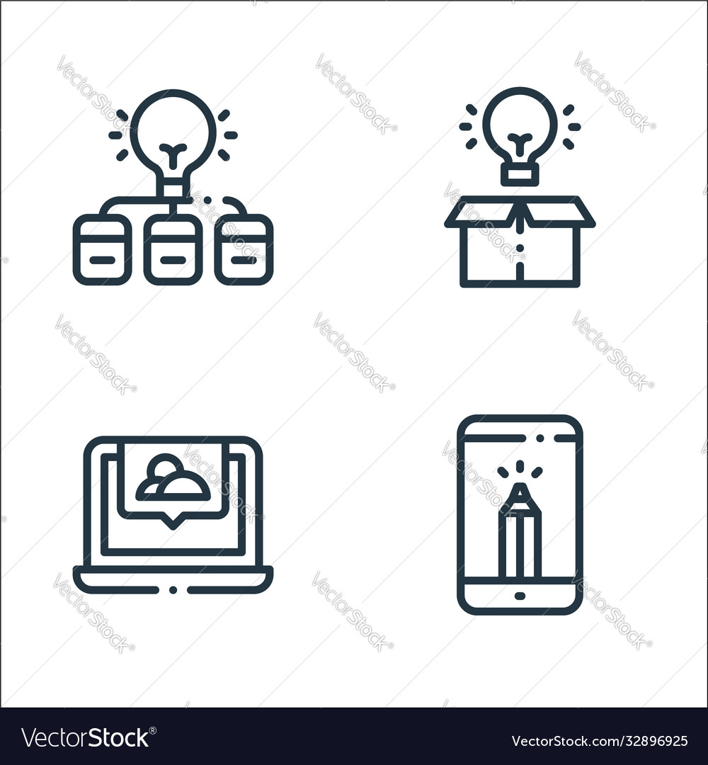 Design thinking line icons linear set quality vector image Design thinking line icons linear set quality