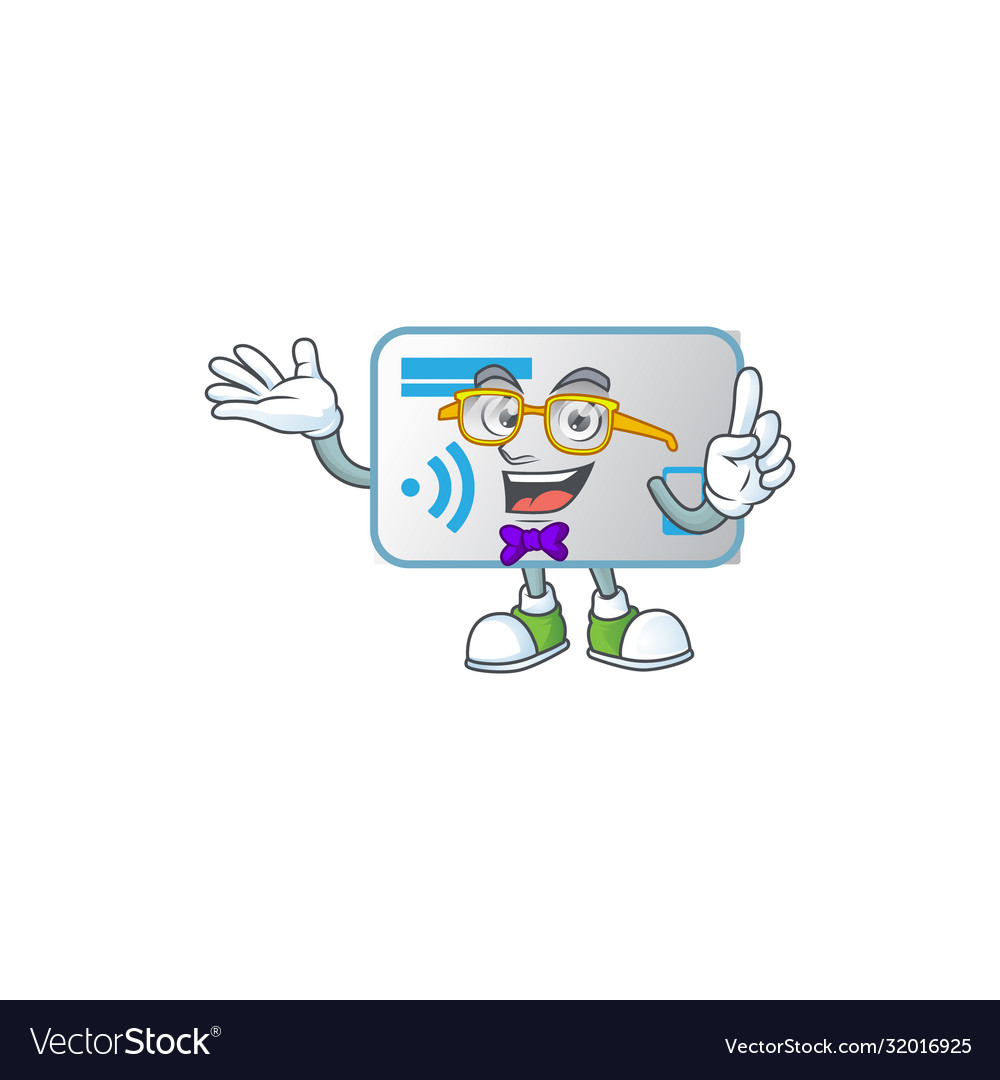 Geek character nfc card mascot design vector image Geek character nfc card mascot design