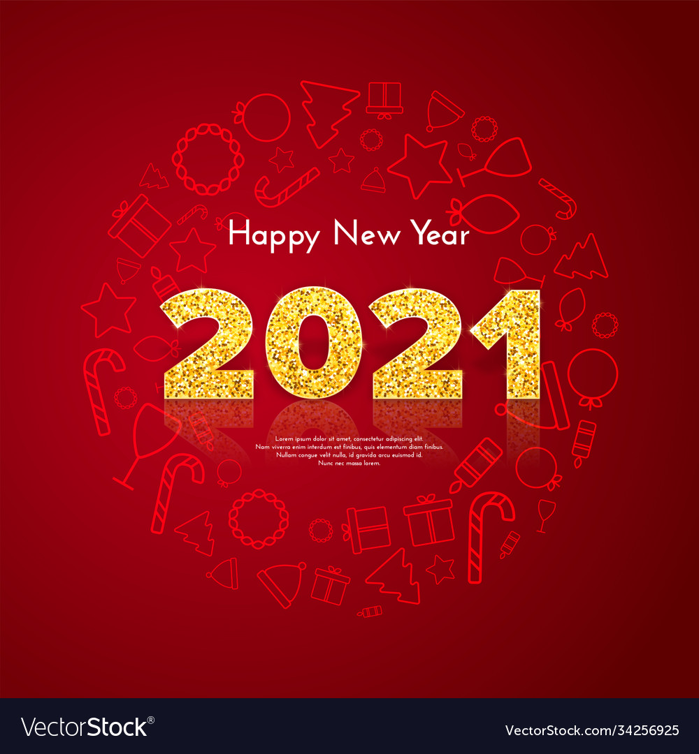 Golden numbers 2021 with reflection and shadow Vector Image Golden numbers 2021 with reflection and shadow