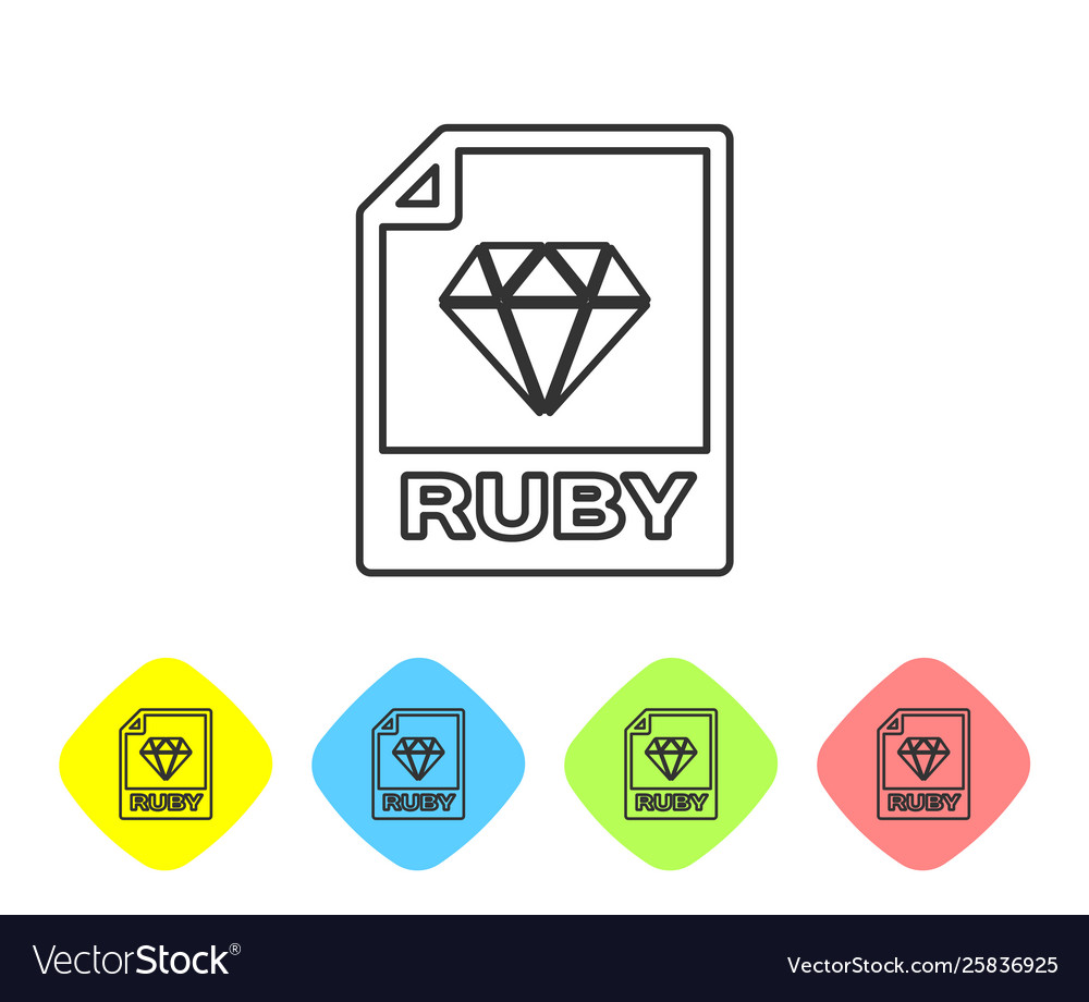 Grey ruby file document icon download button vector image Grey ruby file document icon download button