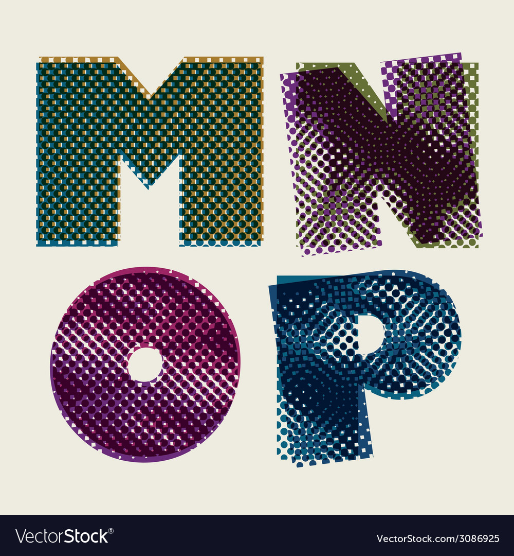 Halftone dots font dirty grunge color pixels print
