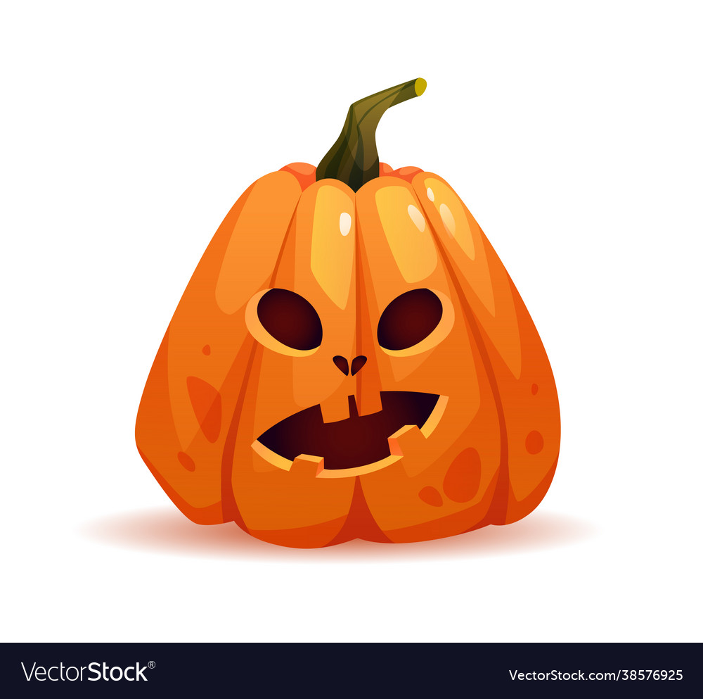 Halloween pumpkin with shocked emotion on face Vector Image