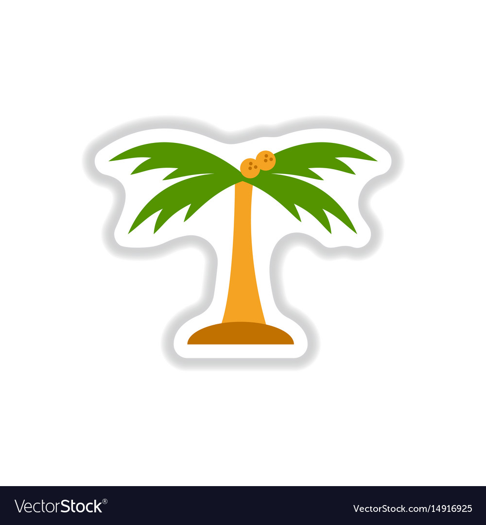 Labels with shadow flat icon palm tree