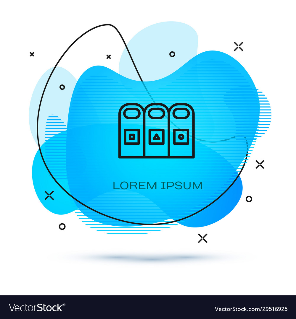 Line trash in garbage cans with sorted vector image Line trash in garbage cans with sorted