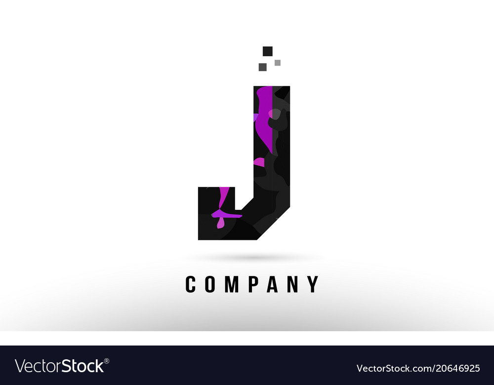 Purple black alphabet letter j logo design Vector Image