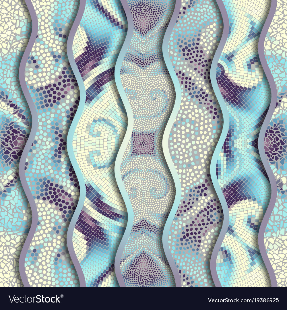 Relief Waves Of Ornamental Mosaic Tile Patterns Vector Image