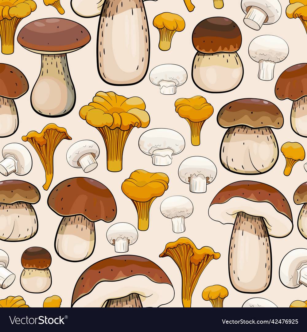 Seamless pattern with mushrooms vector image Seamless pattern with mushrooms