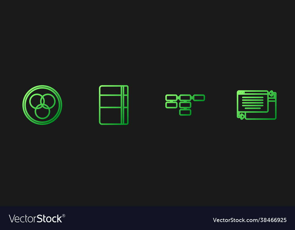 Set line site map rgb and cmyk color mixing vector image Set line site map rgb and cmyk color mixing