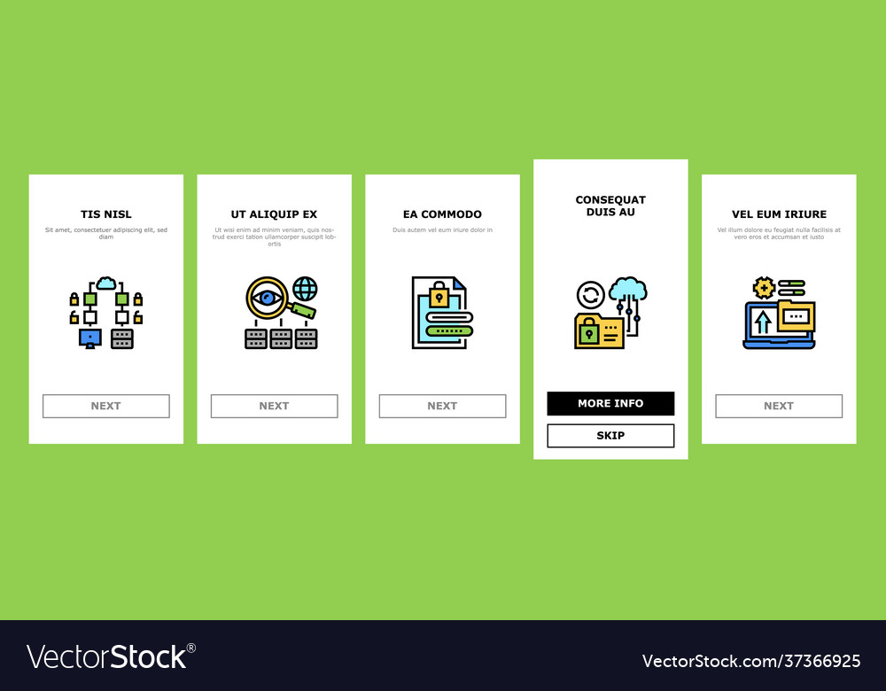 Ssh sftp file transfer protocol onboarding icons vector image Ssh sftp file transfer protocol onboarding icons