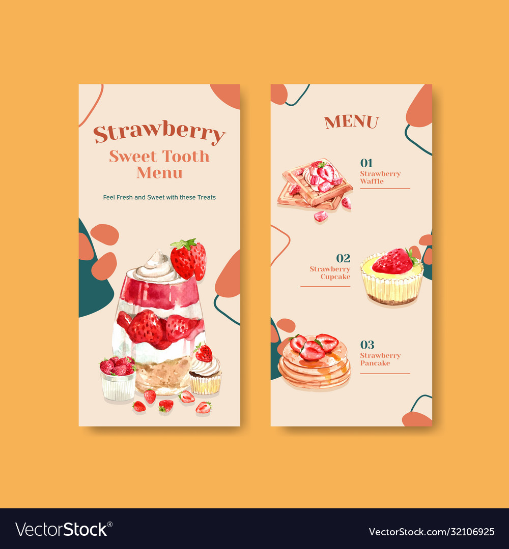 Strawberry Baking Flyer Template Design Royalty Free Vector