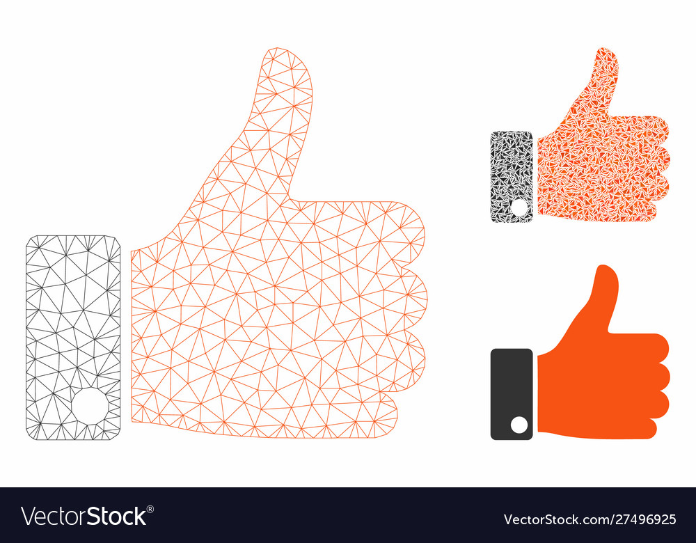 Thumb up mesh network model and triangle vector image Thumb up mesh network model and triangle