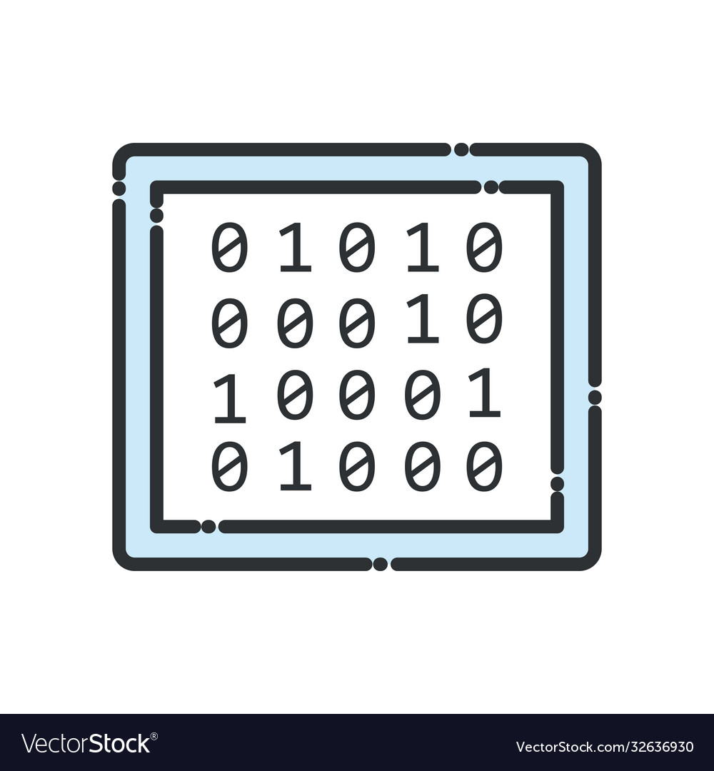 Big data code numbers line and fill style icon