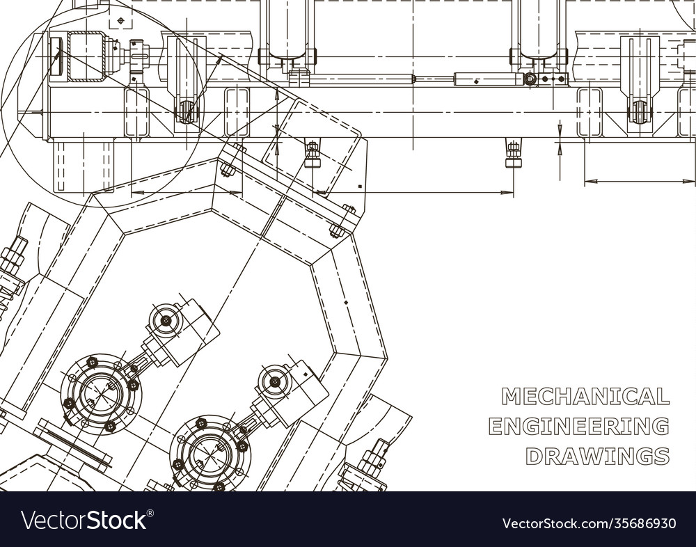 Computer aided design systems blueprint scheme Vector Image Computer aided design systems blueprint scheme
