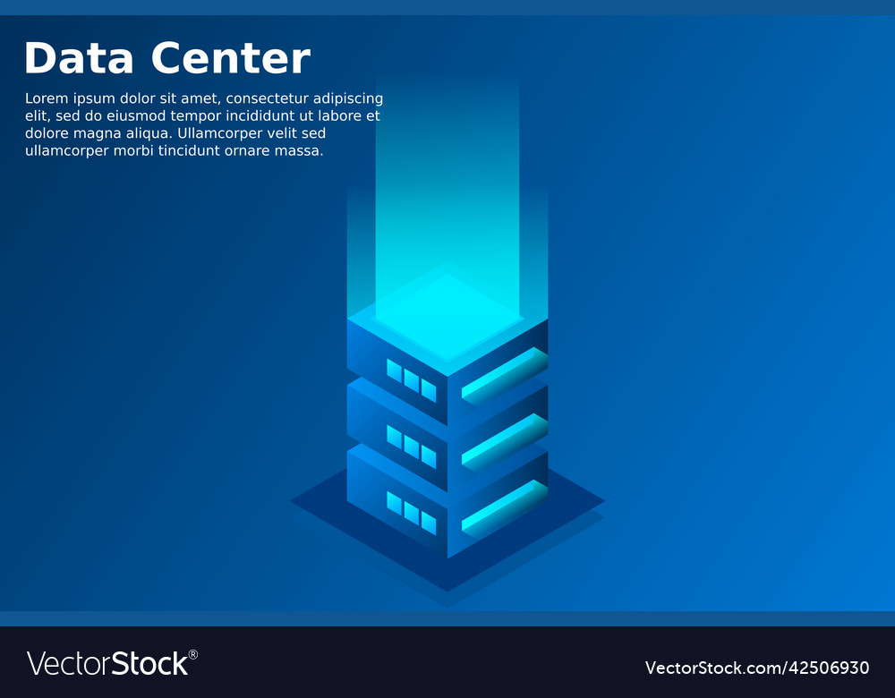 Datacenter isometric abstract 3d hosting server
