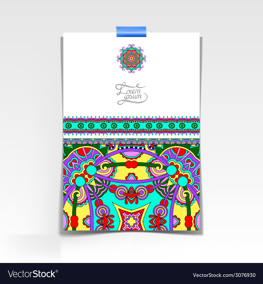 Decorative sheet of paper with oriental floral Vector Image