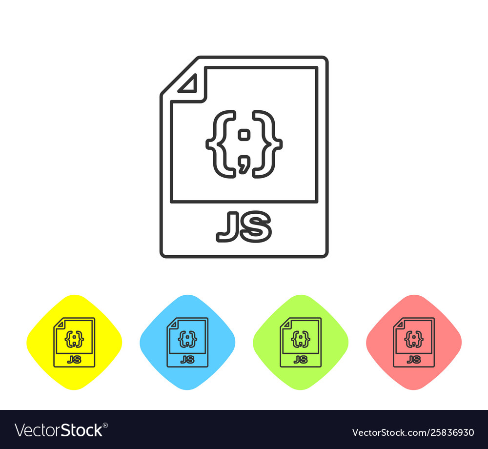 Grey js file document icon download button vector image Grey js file document icon download button