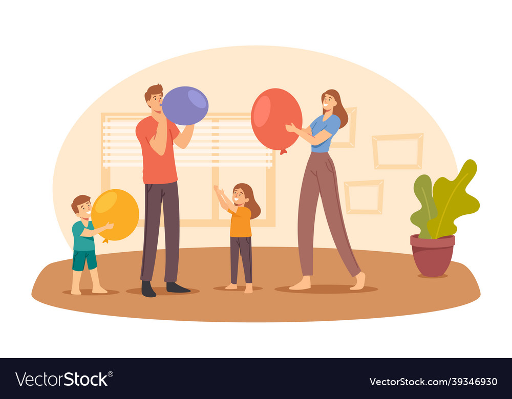 Happy family characters parents and little kids Vector Image