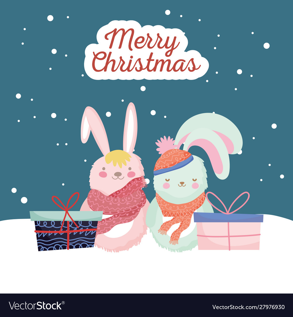 Happy new year 2020 celebration cute rabbits Vector Image