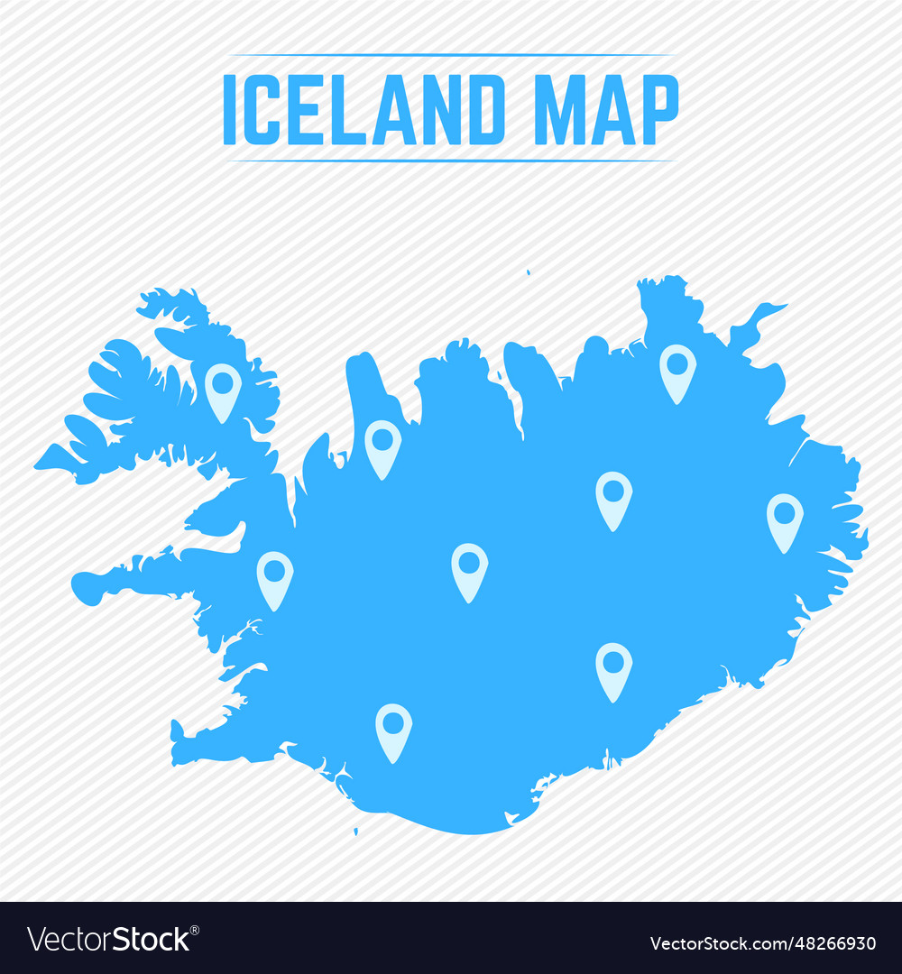 Iceland simple map with icons Royalty Free Vector Image