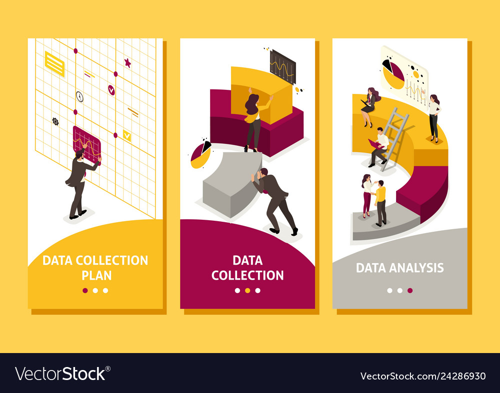 Isometric collecting and analyzing data Vector Image Isometric collecting and analyzing data