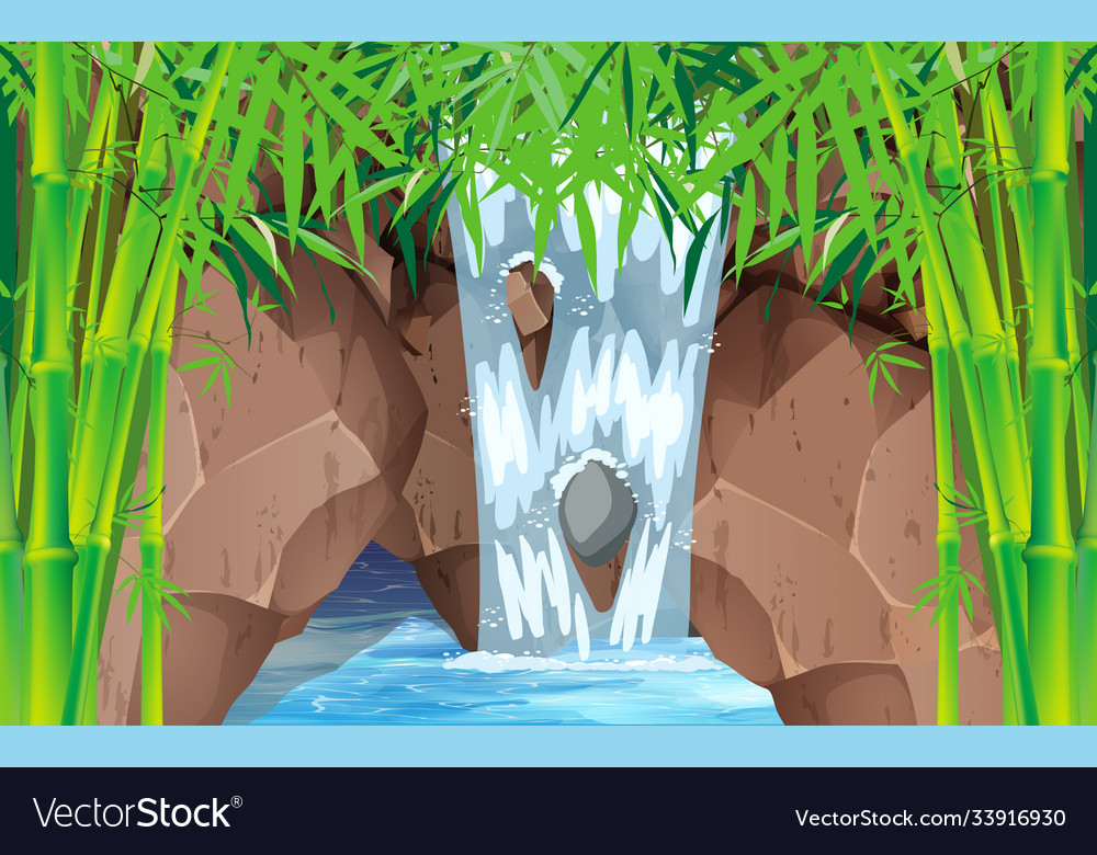 Landscape waterfall in bamboo forest