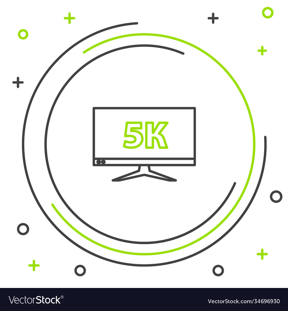 Line computer pc monitor display with 5k video vector image Line computer pc monitor display with 5k video