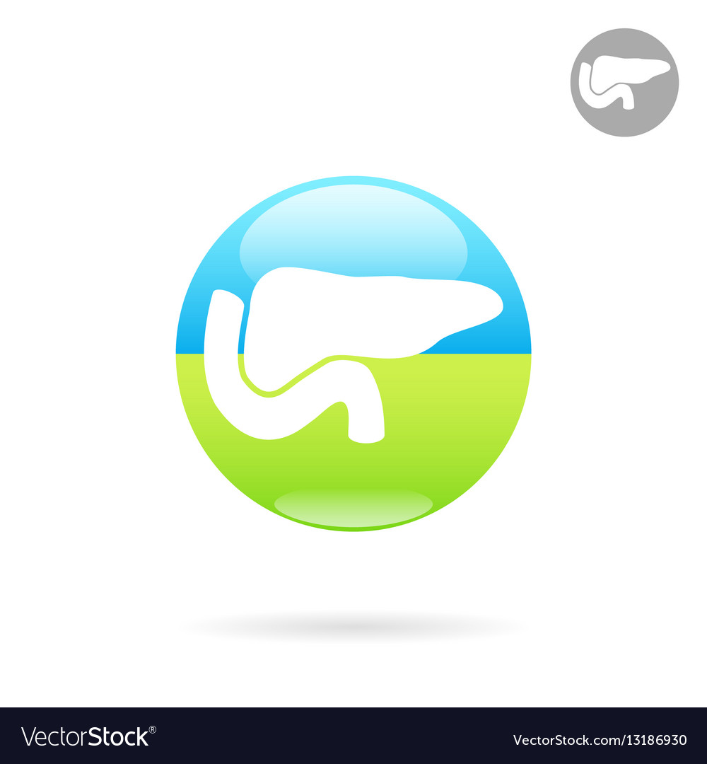 Pancreas medical icon on round plate Royalty Free Vector