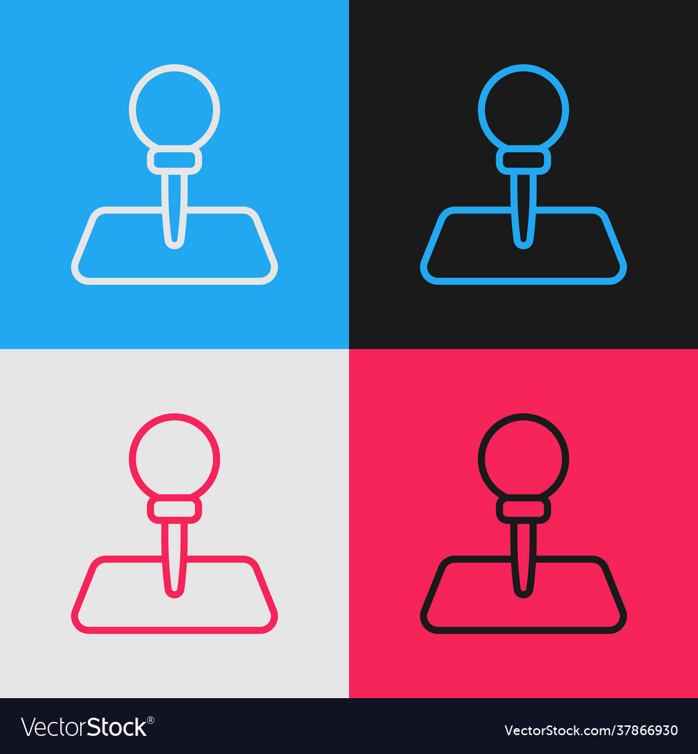 Pop art line push pin icon isolated on color vector image Pop art line push pin icon isolated on color