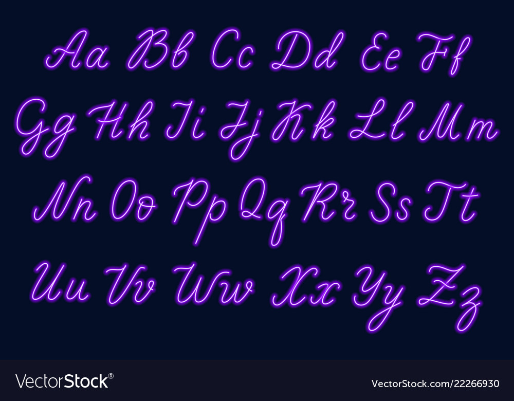 Purple Neon Script - Retro Style