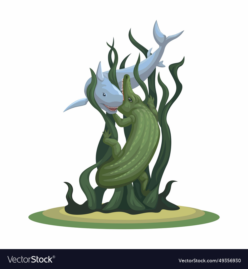 Shark and crocodile surabaya indonesia landmark Vector Image