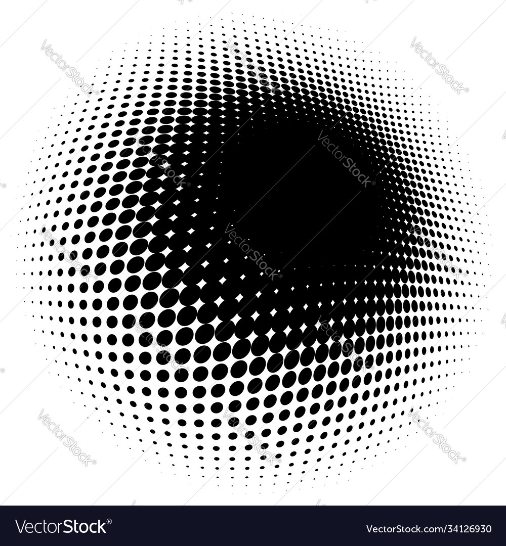 Spherical distortion halftone dots element orb vector image Spherical distortion halftone dots element orb