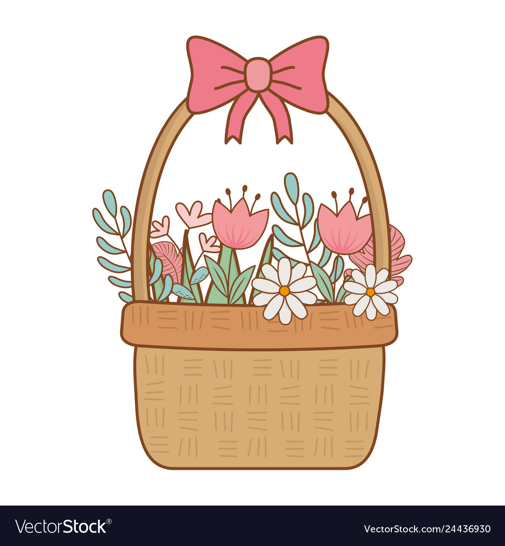 Strohkorb mit Blumen