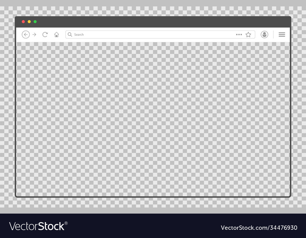 Transparent browser window website mockup frame