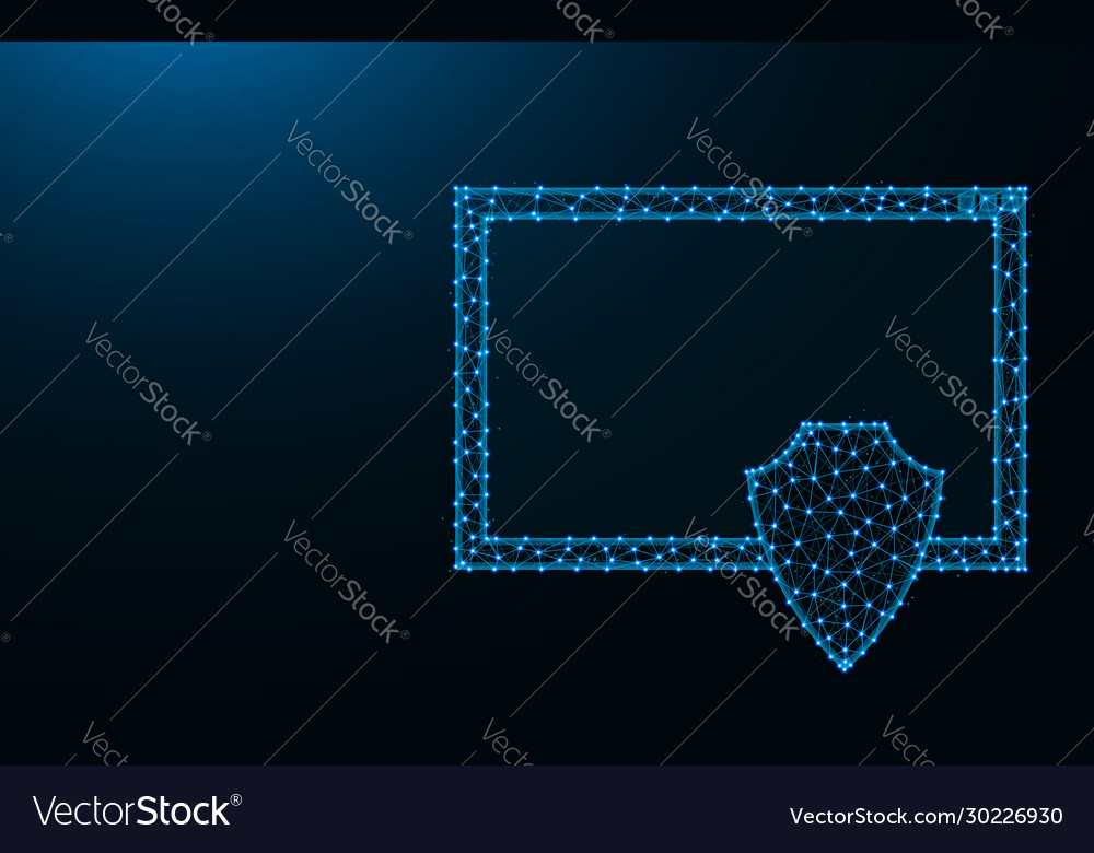 Window and shield made from points lines vector image Window and shield made from points lines