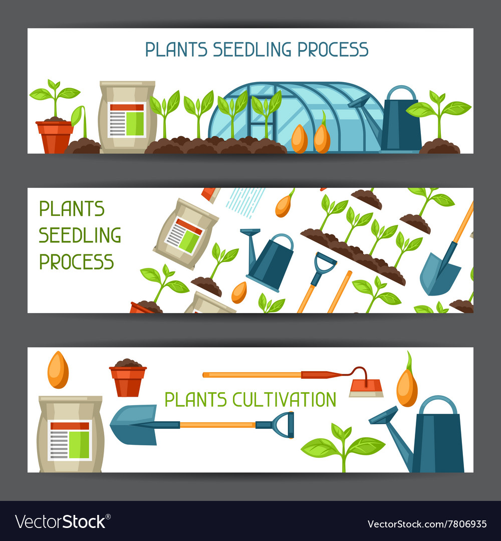 Banners with agriculture objects instruments