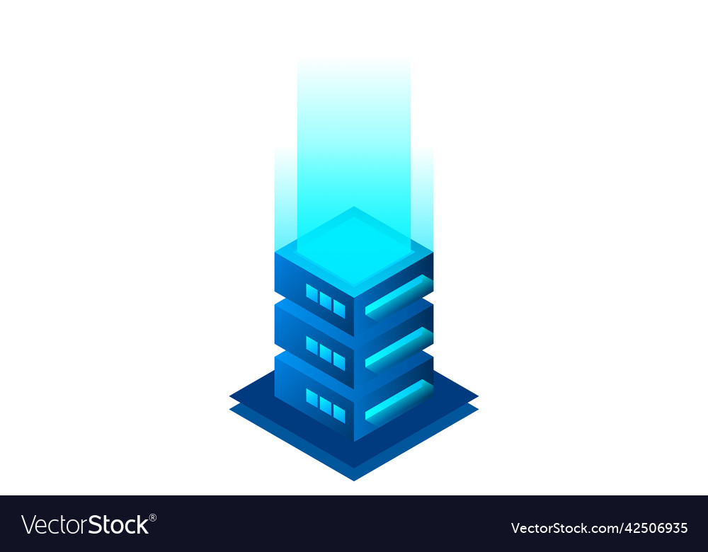 Datacenter isometric abstract 3d hosting server