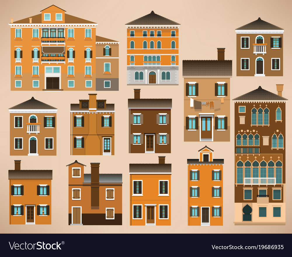 European Houses Italy Royalty Free Vector Image European Houses Italy Vector Image