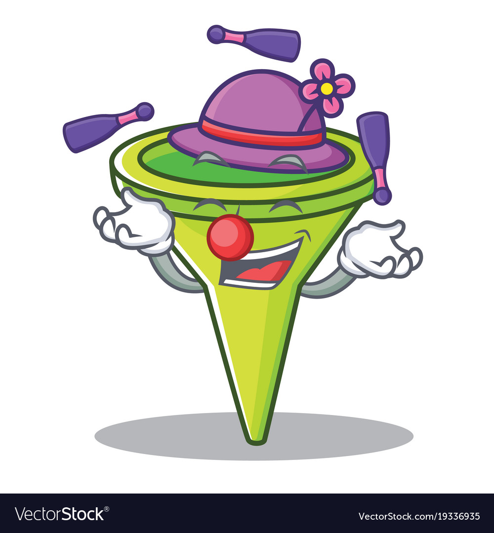 Juggling funnel character cartoon style