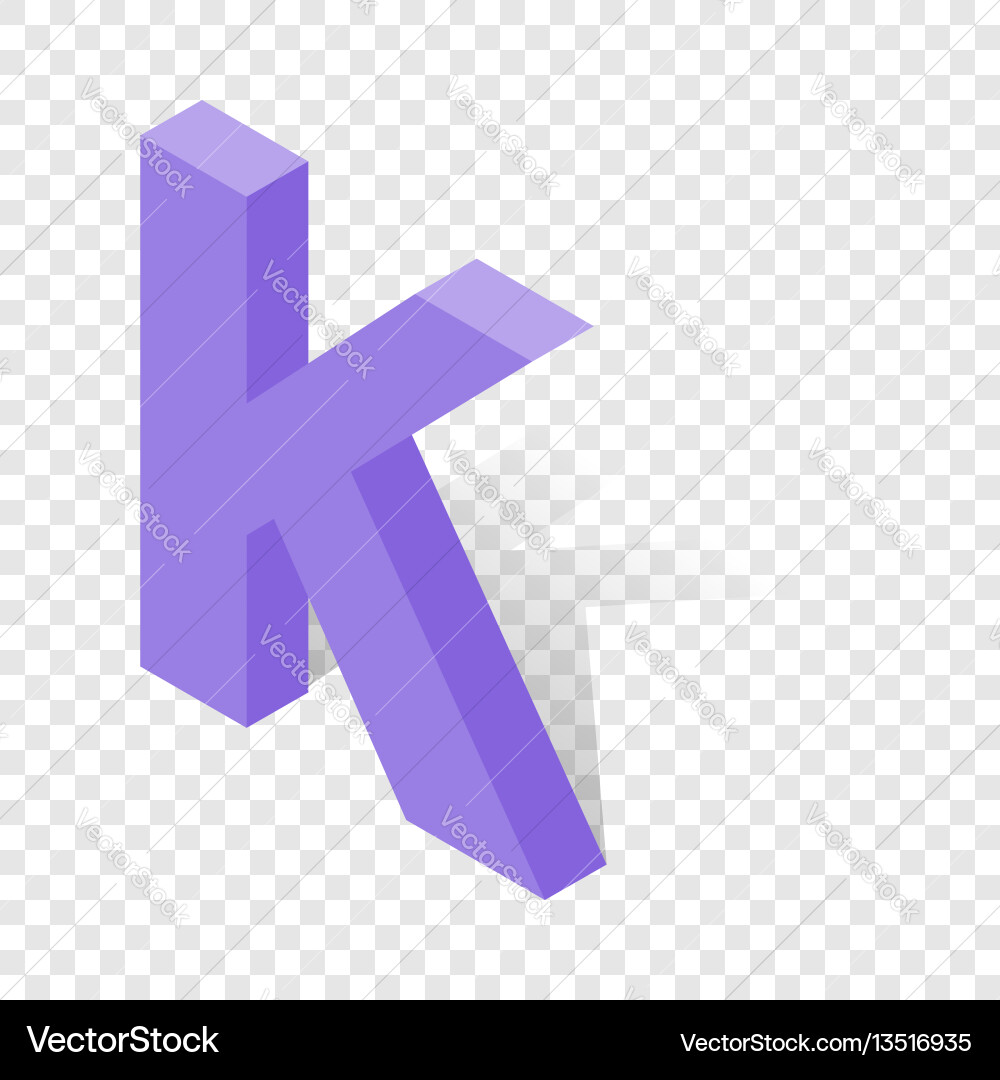 K letter in isometric 3d style with shadow Vector Image