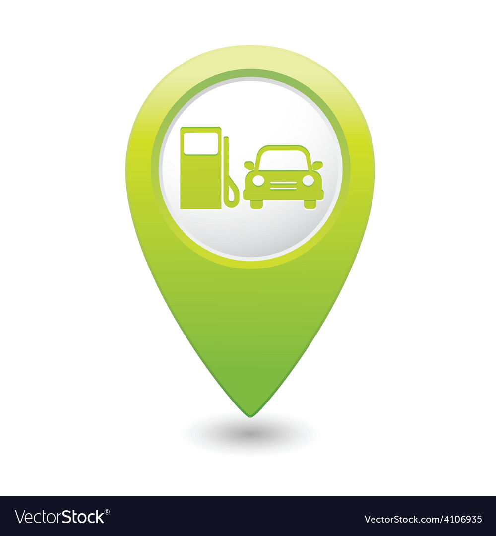 Petrol station and car green map pointer