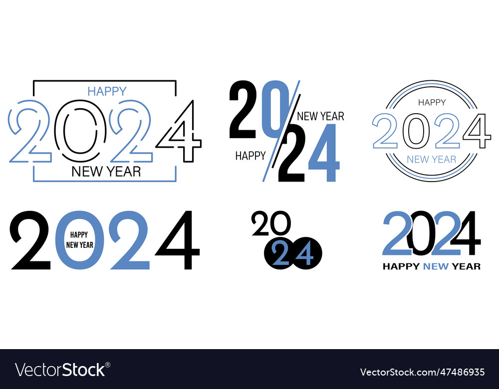 Set of 2024 happy new year logo text design Vector Image