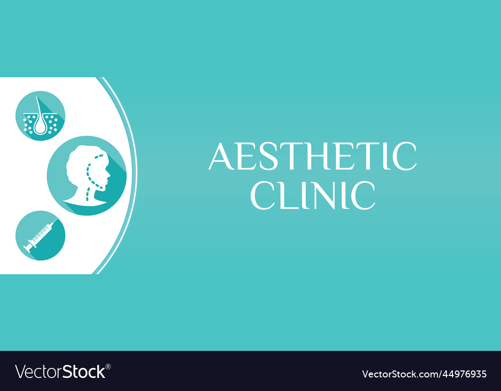 Teal aesthetic clinic background with skin women vector image Teal aesthetic clinic background with skin women