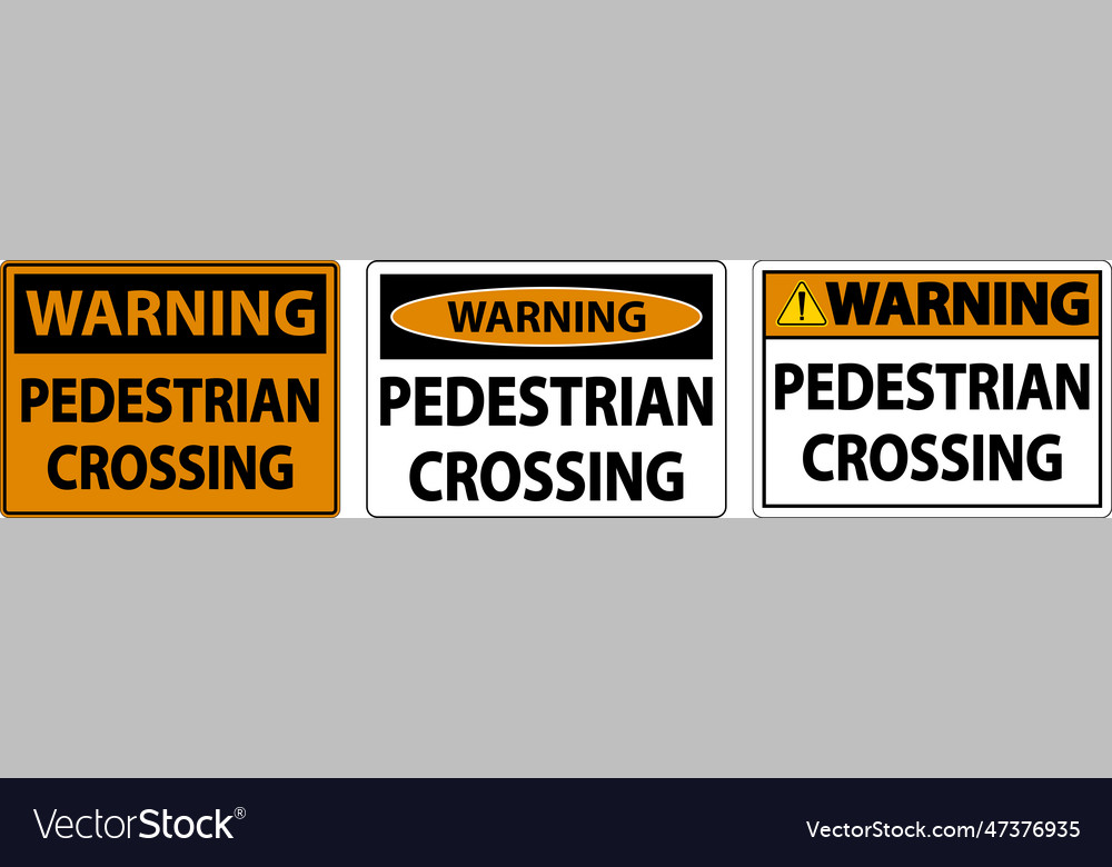 Warning pedestrian crossing sign on white vector image Warning pedestrian crossing sign on white