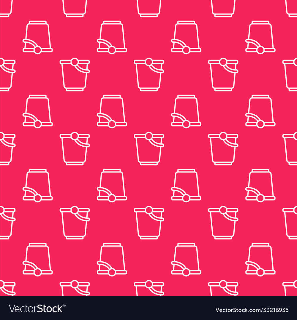 White line bucket icon isolated seamless pattern vector image White line bucket icon isolated seamless pattern