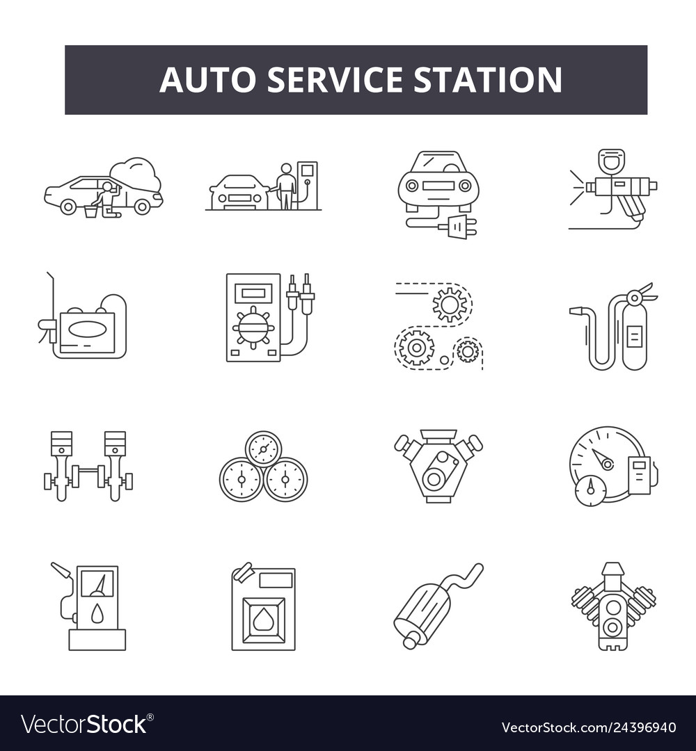 Auto service station line icons for web and mobile Vector Image Auto service station line icons for web and mobile