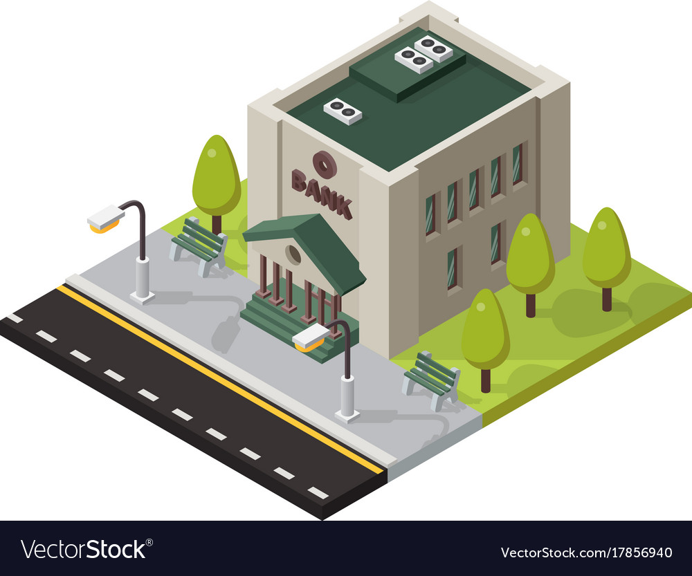 Bank Isometric Buildings Isolated Royalty Free Vector Image 0204