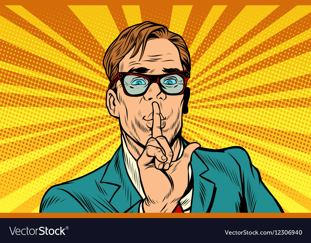 Businessman gesture shh silence