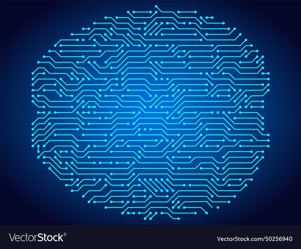 Circuit board brains artificial intelligence Vector Image