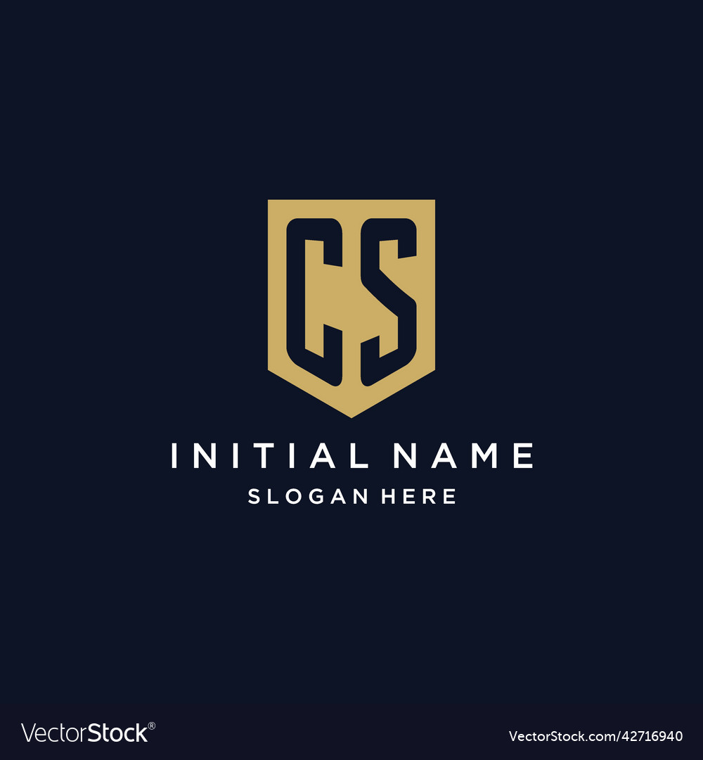 Cs monogram initials logo design with shield icon vector image Cs monogram initials logo design with shield icon